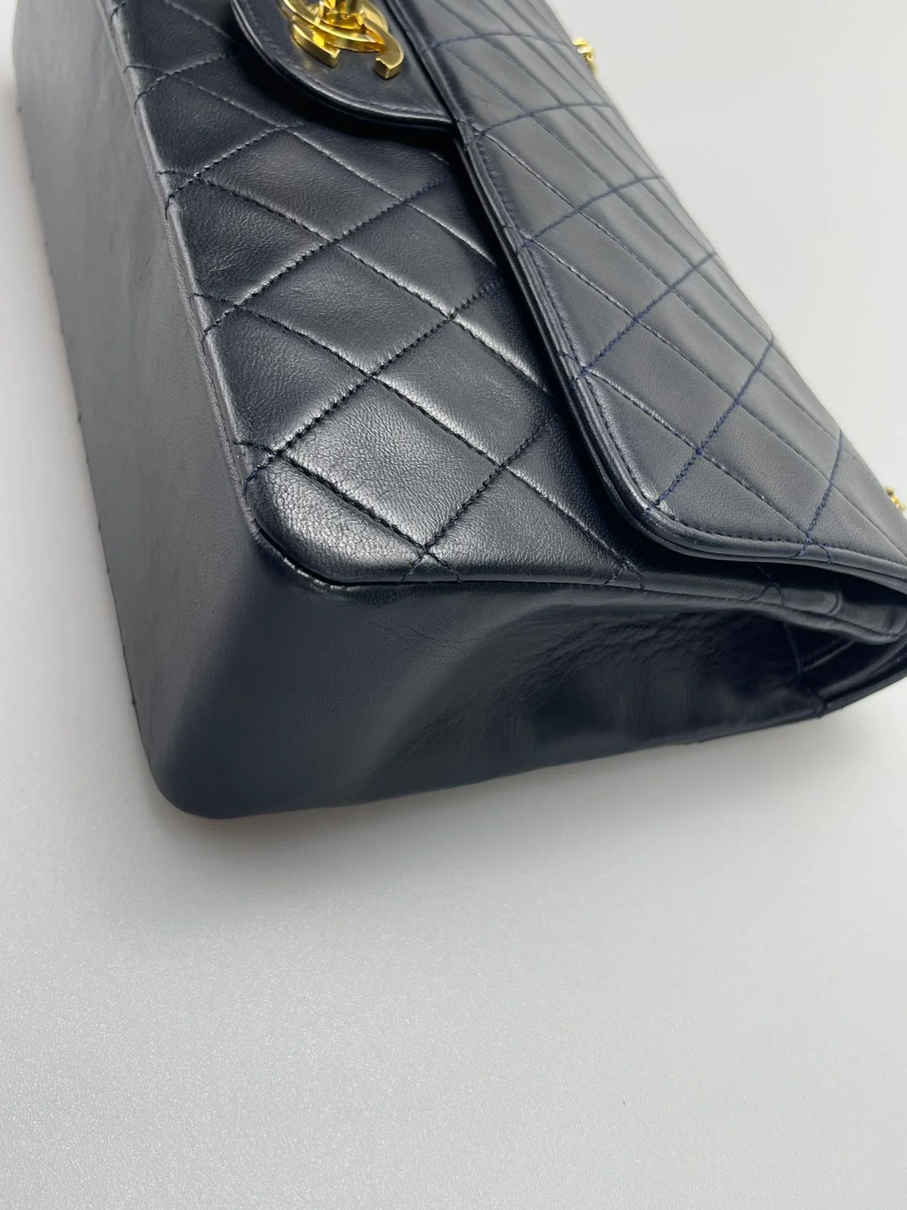 used-Chanel Black Vintage Medium Classic Double Flap Bag with 24K Gold Hardware-MILOURA