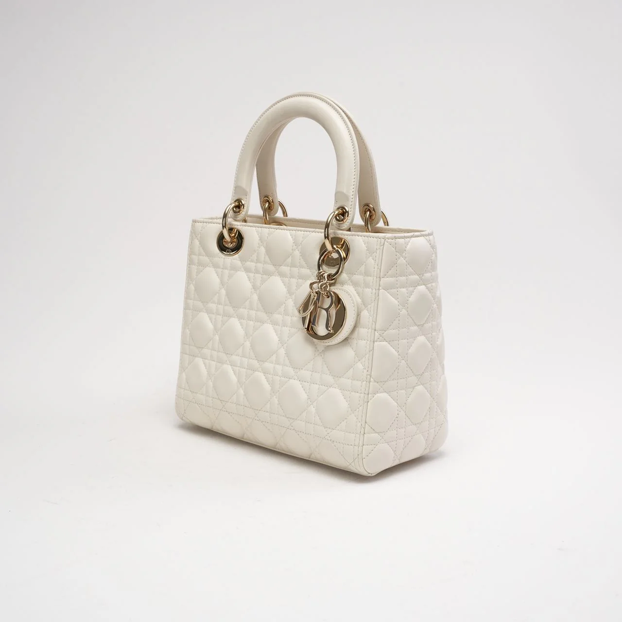Dior Lady Dior Medium Bag White Lambskin (2019)