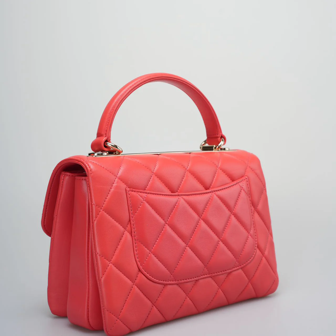 used-Chanel Red Small Trendy CC Bagin Lambskin Leather with Champagne Gold Hardware-MILOURA
