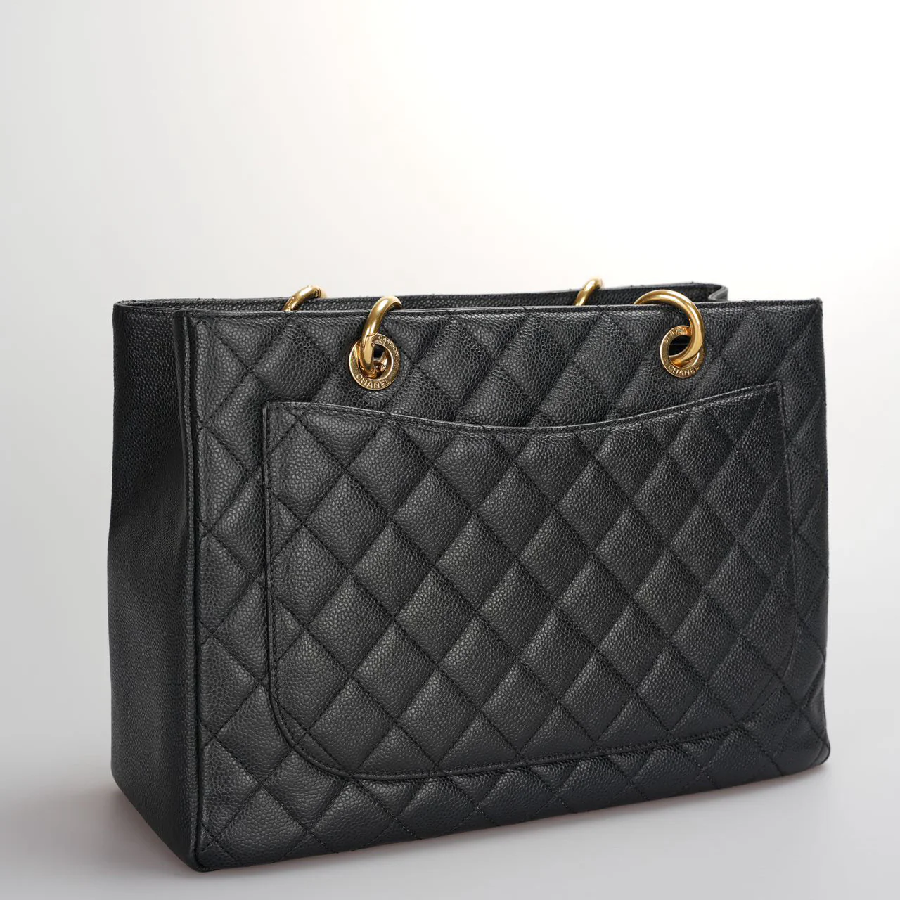 used-Chanel Black Grand Shopping Tote GST Bag in Caviar Leather with Gold Hardware-MILOURA