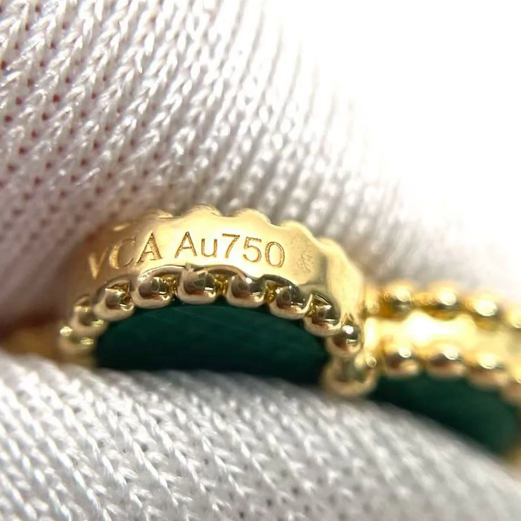 used-Van Cleef & Arpels 18k Yellow Gold Malachite 5 Motifs Vintage Alhambra Bracelet 2021-MILOURA