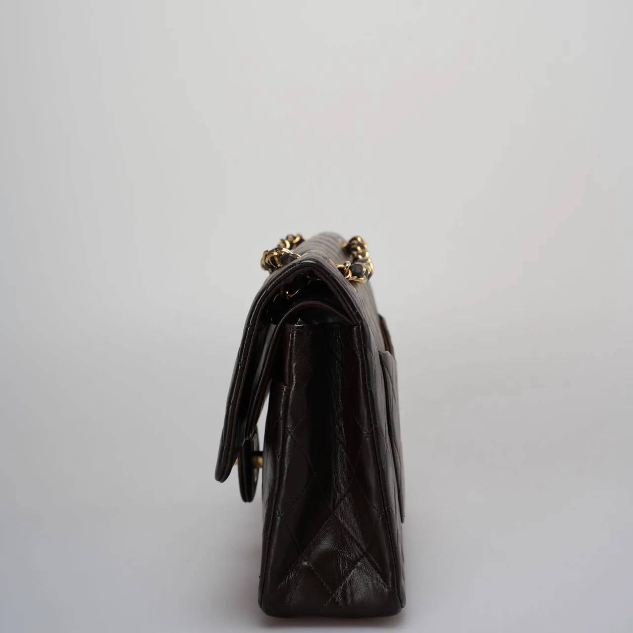 used-Chanel Vintage timeless Flap Bag in Chocolate Brown With Gold Hardware 24k Gold Hardware-MILOURA