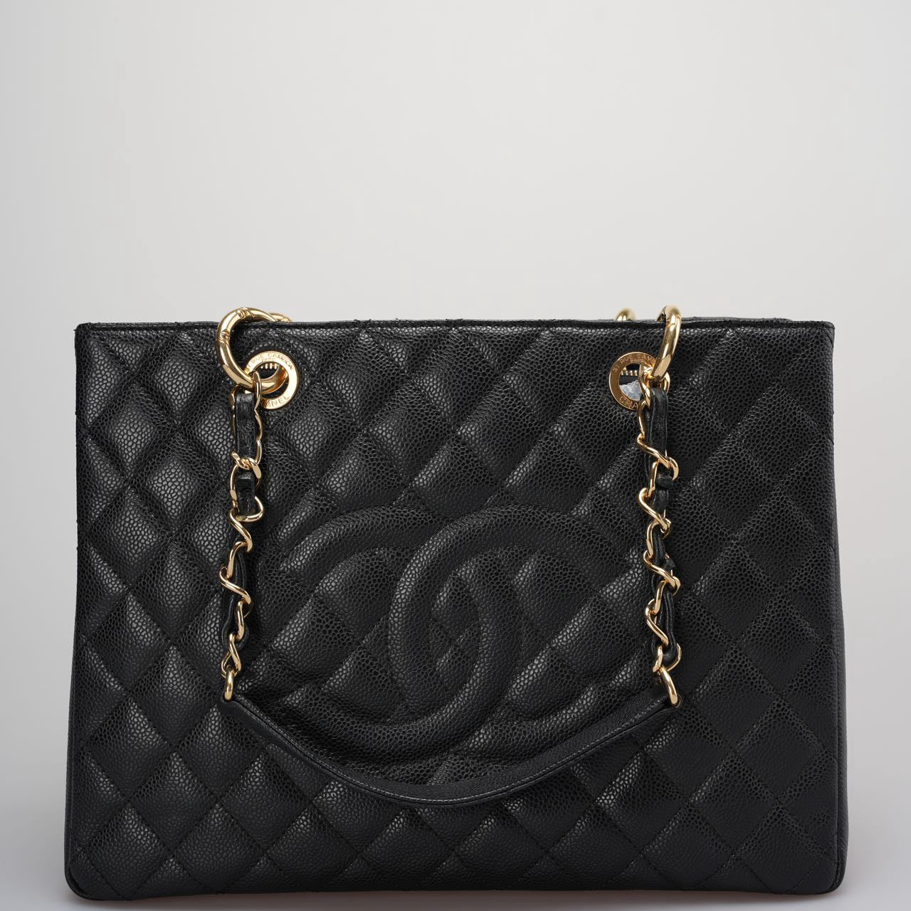 used-Chanel gst Grand Shopping Tote Black Bag in Cavier Leather with Gold Hardware from 2014-MILOURA
