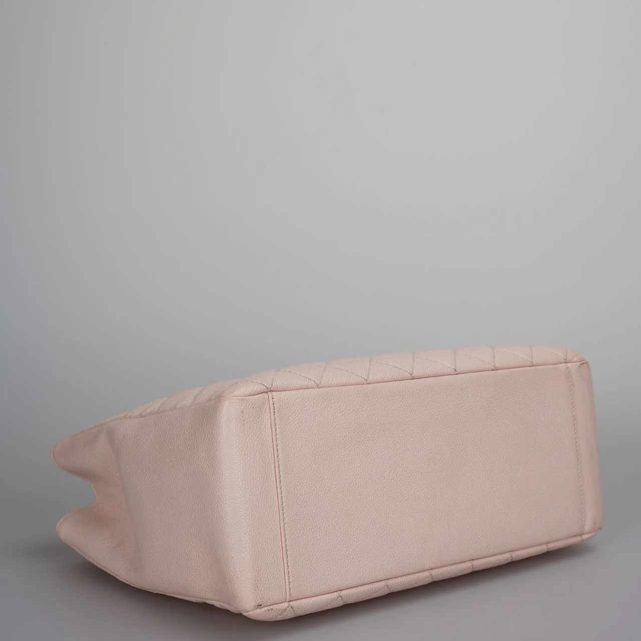 used-Chanel cherry blossom pink Grand Shopping Tote GST Bag in Caviar Leather with Silver Hardware-MILOURA