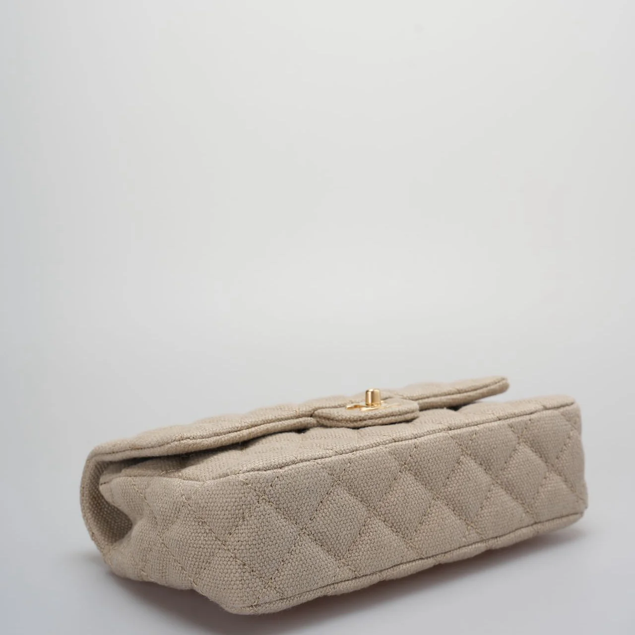 used-Chanel linen timeless Quilted Medium Flap in Beige very rare-MILOURA