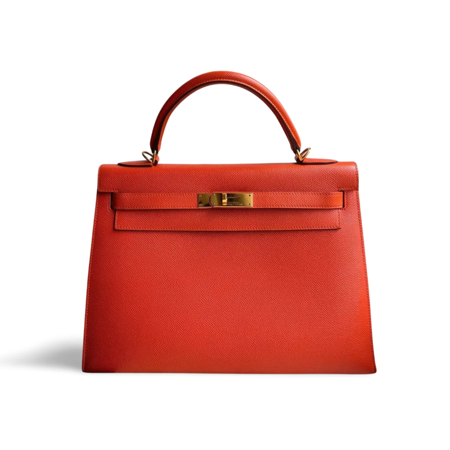 used-Hermes Kelly Sellier Bag 32 in Orange Epsom Leather With Gold Hardware-MILOURA