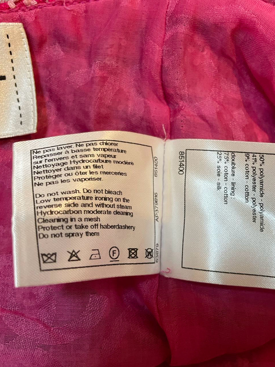 used-Chanel Coco Beach Mini Dress Tweed Pink Black Size 38-MILOURA