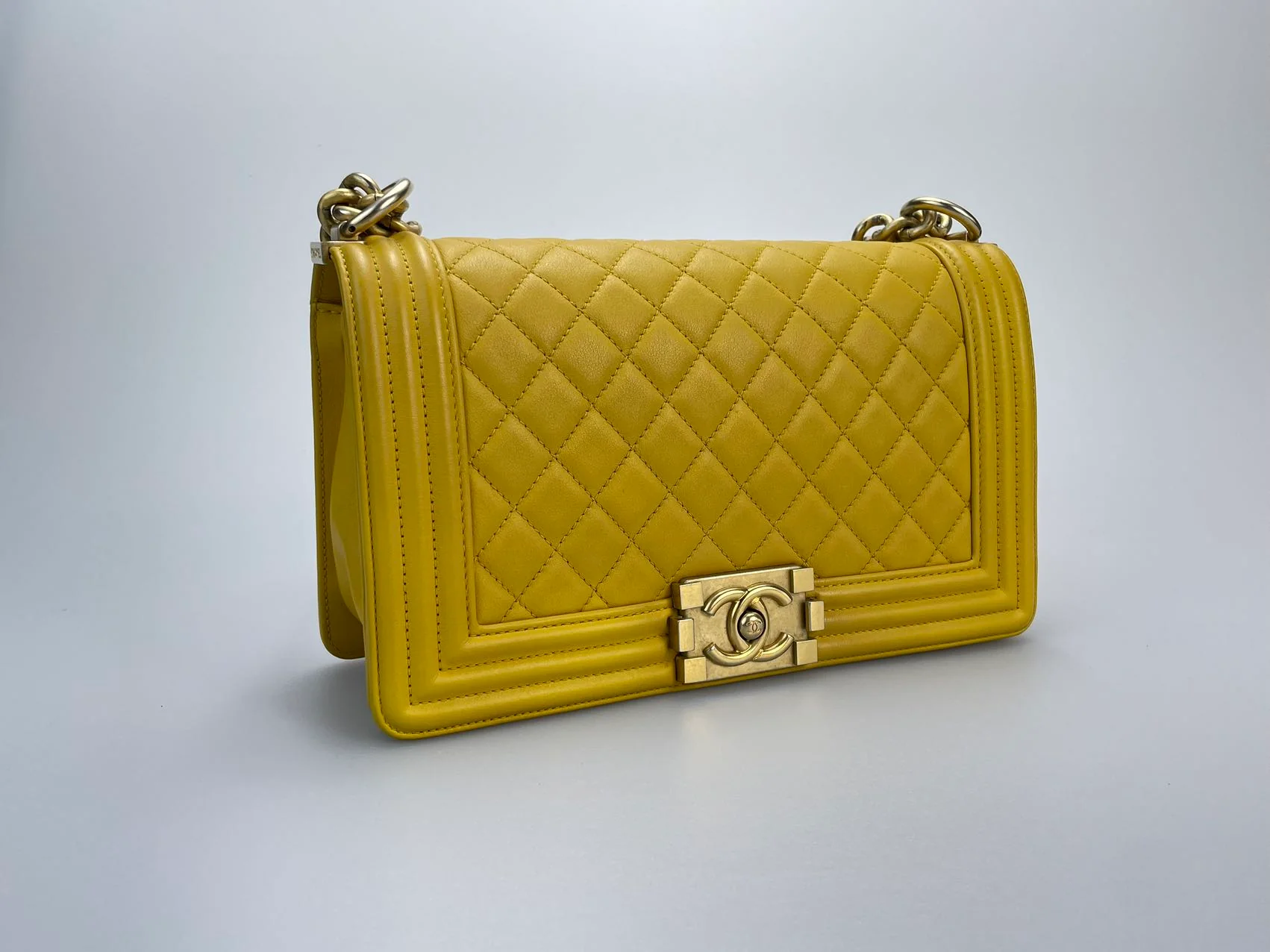 used-Chanel Leboy Medium in Lemon Yellow Bag with Gold Hardware-MILOURA