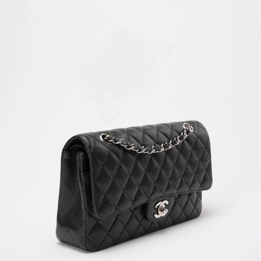 Chanel Black Quilted Caviar Medium Classic Double Flap Bag