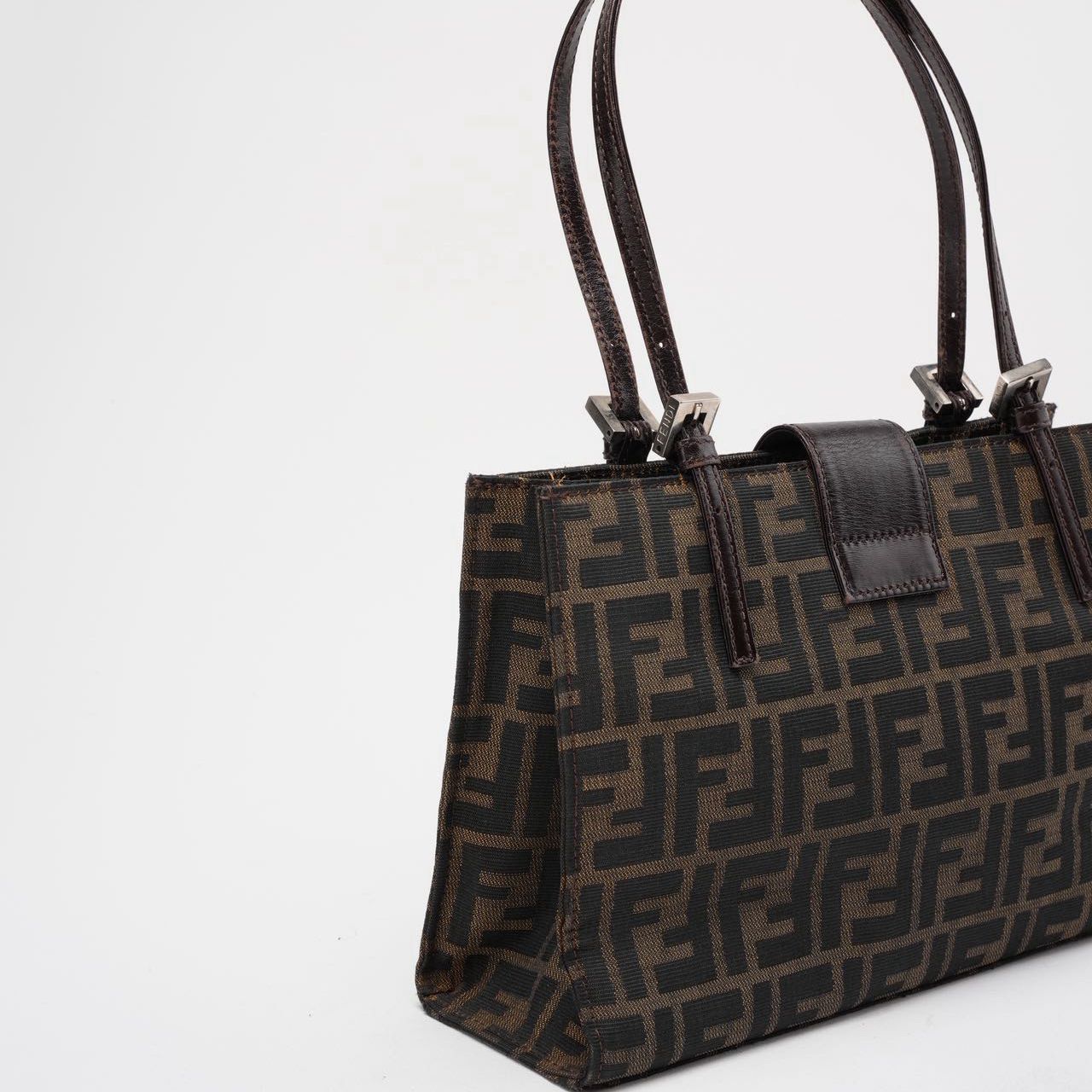 Fendi Vintage Zucca Double Top Handle Bag