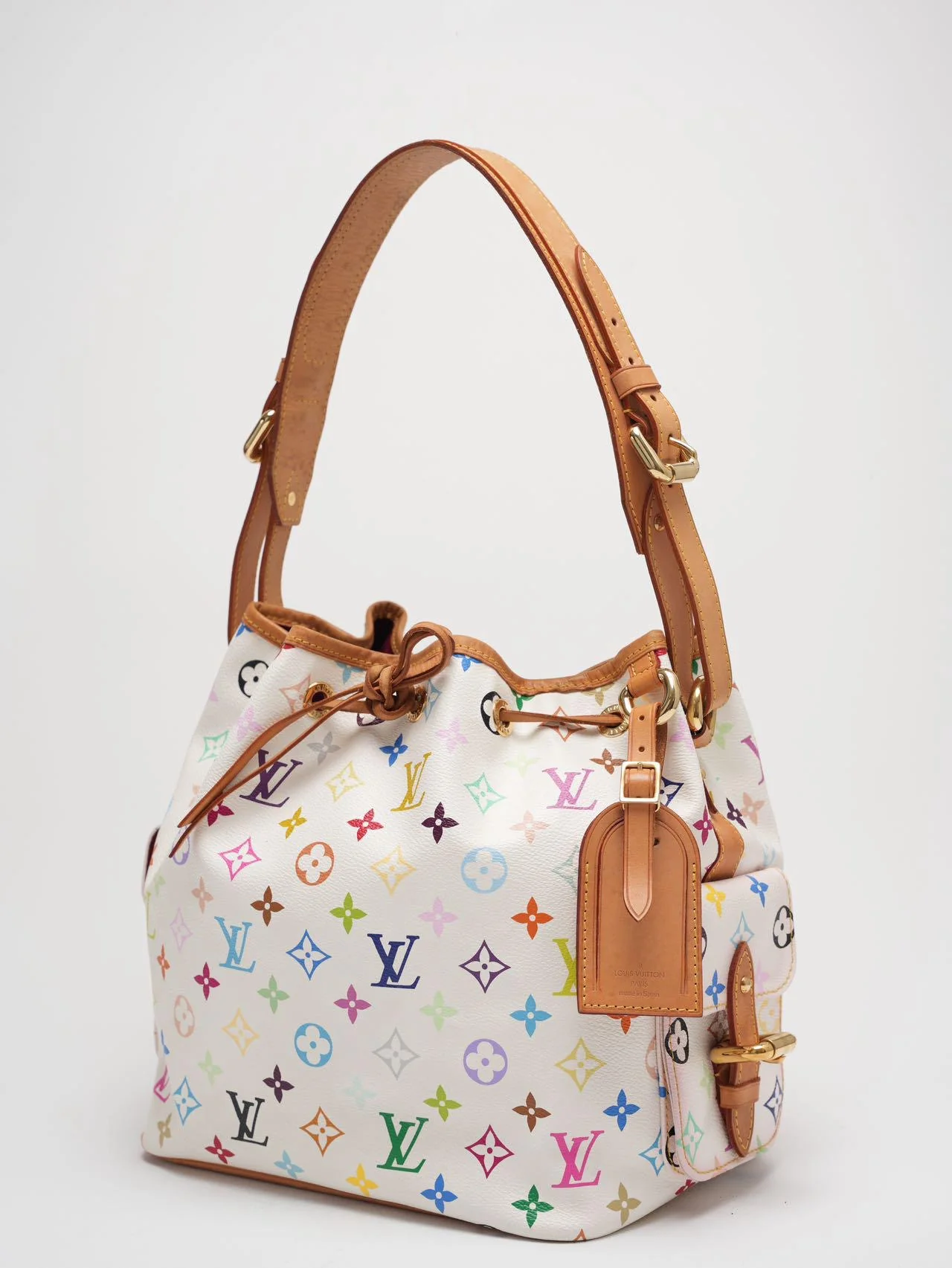 Louis Vuitton White Multicolor Takashi Murakami Bucket Canvas Bag