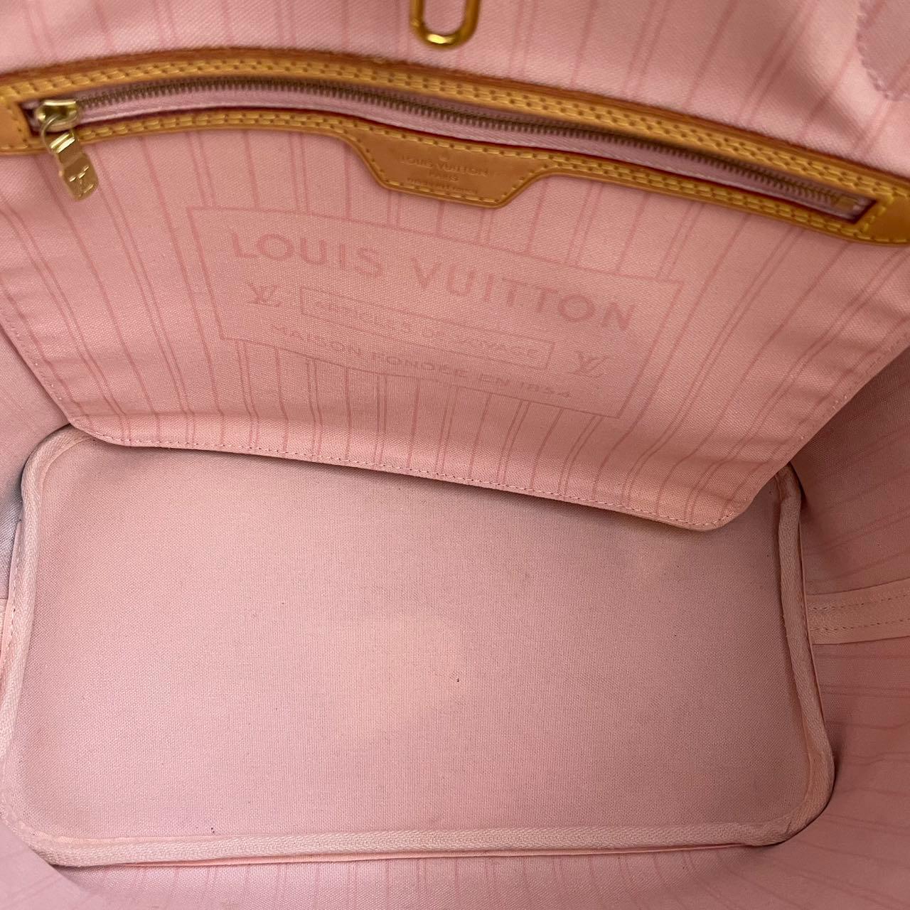 Louis Vuitton MM Damier Azur White Tote Bag with Removable Pouch Inside