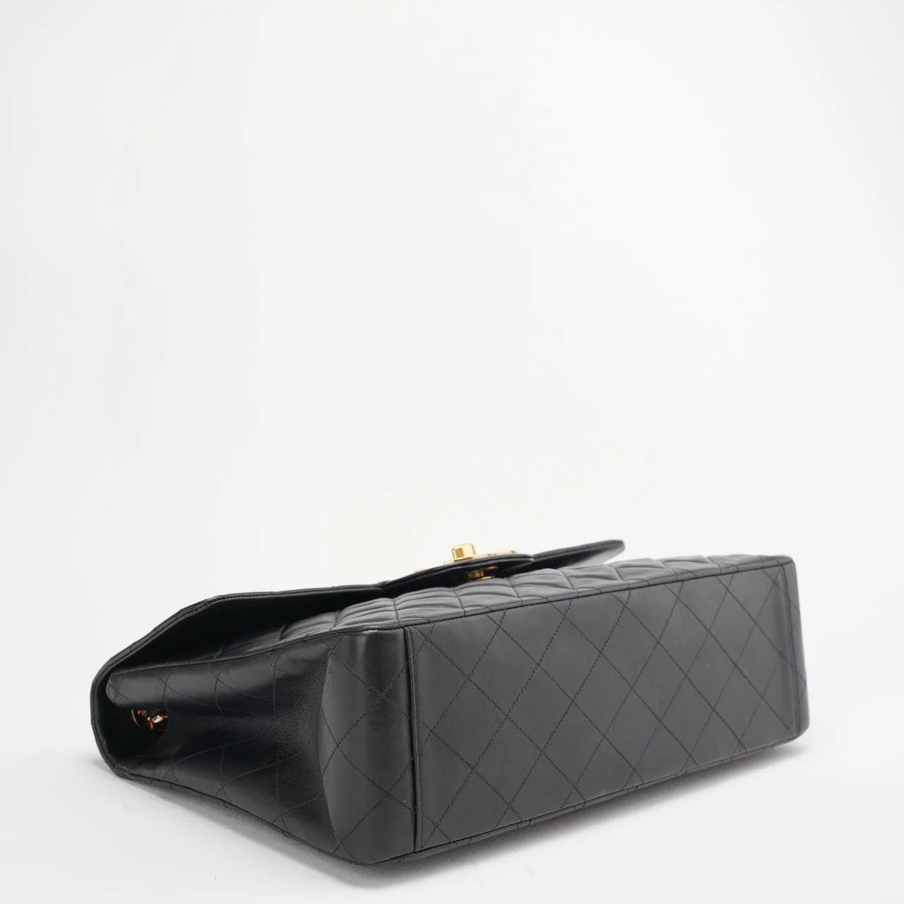 Chanel Vintage Black Maxi Classic Flap Bag Lambskin 1991-1994