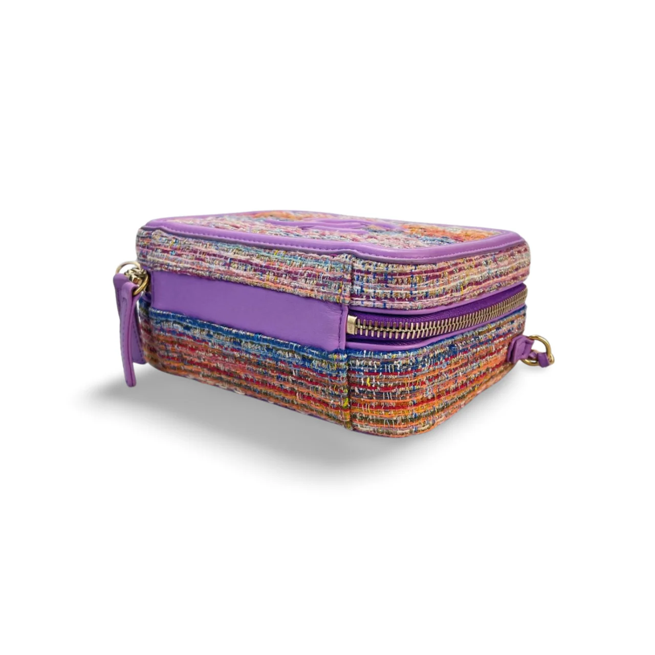 used-Chanel Tweed vanity Case Bag with Gold hardware Small Multi-Color-MILOURA