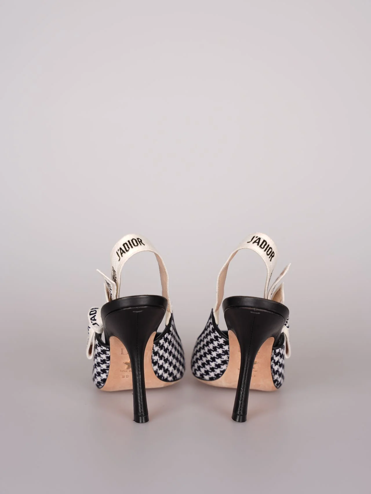 used-Dior J'Adior sandals in black and white houndstooth canvas size 38-MILOURA