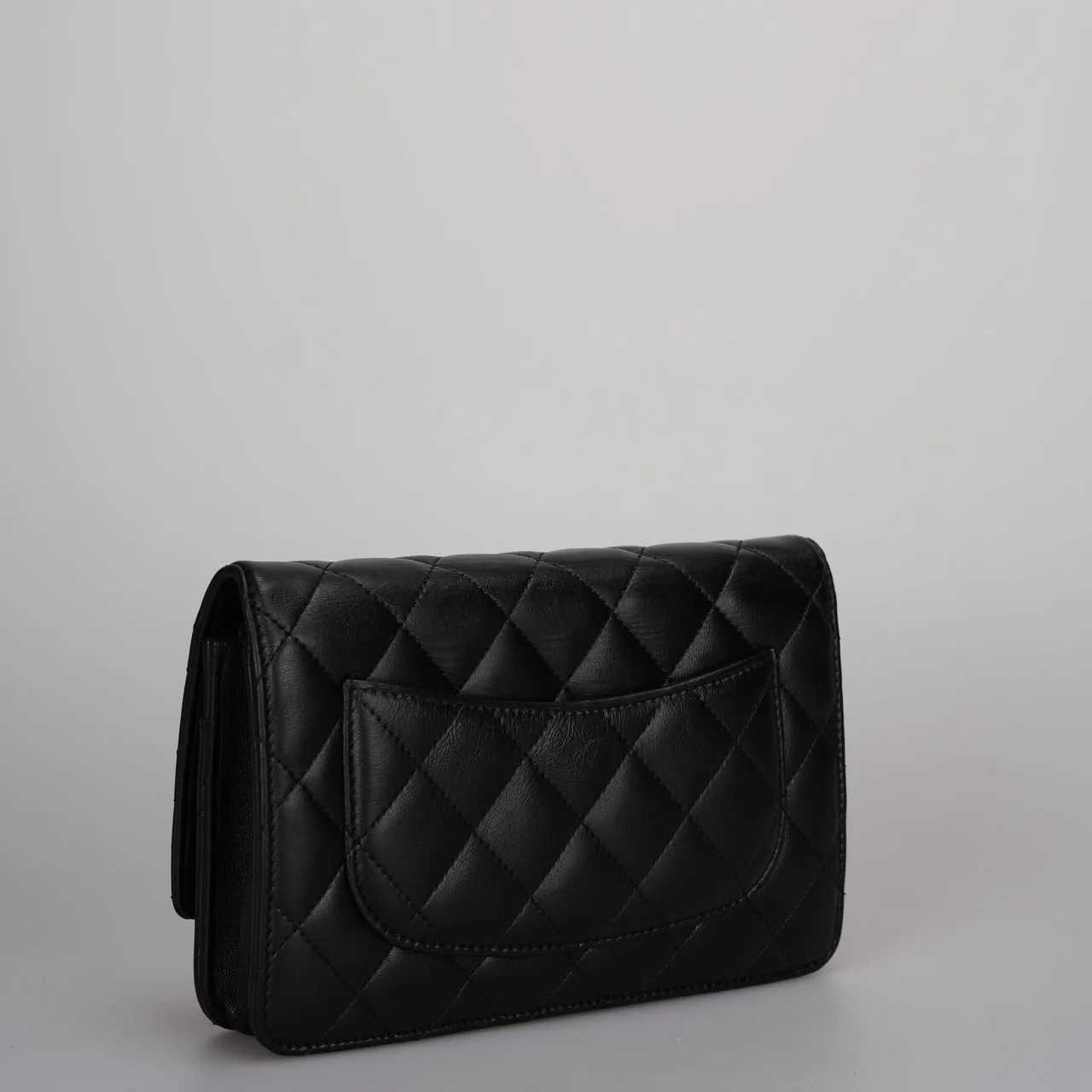 used-Chanel Black Classic WOC Lambskin Leather with Silver Hardware-MILOURA