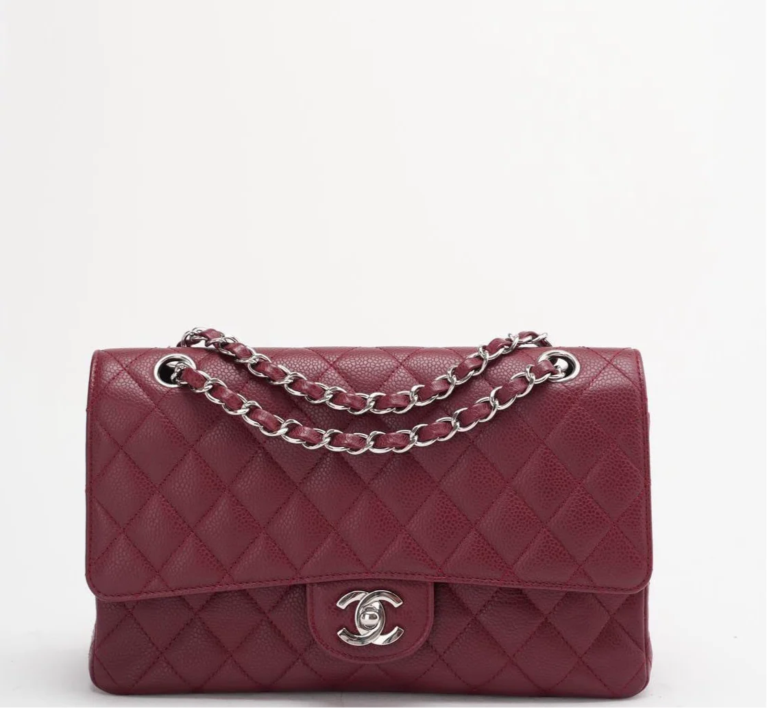 Chanel Burgundy Medium Classic Double Flap Caviar