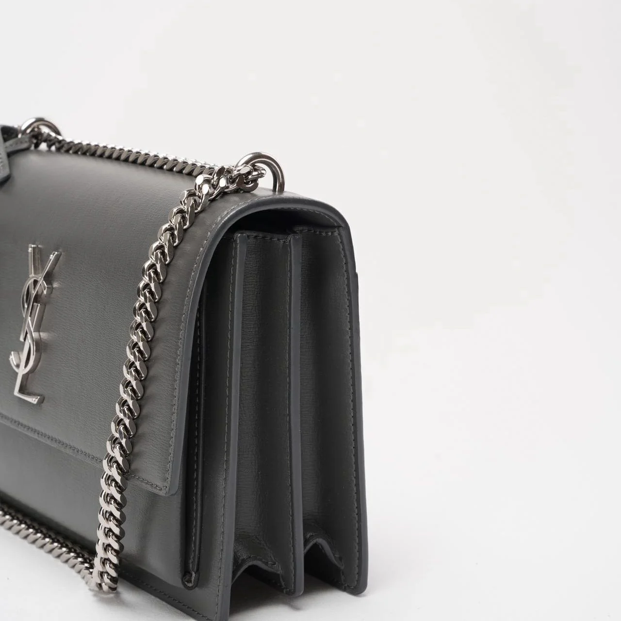 Saint Laurent Grey Calfskin Medium Monogram Sunset