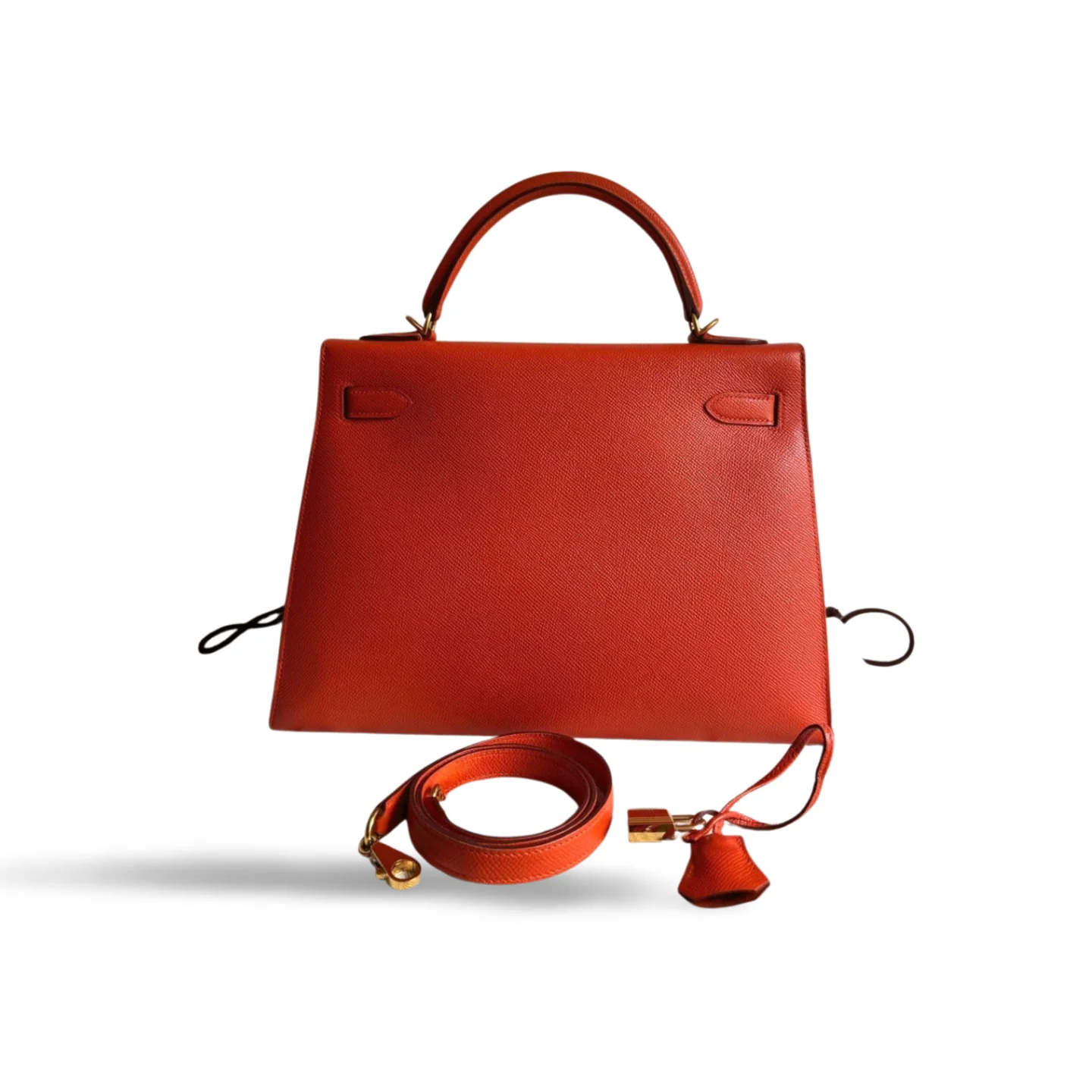 used-Hermes Kelly Sellier Bag 32 in Orange Epsom Leather With Gold Hardware-MILOURA