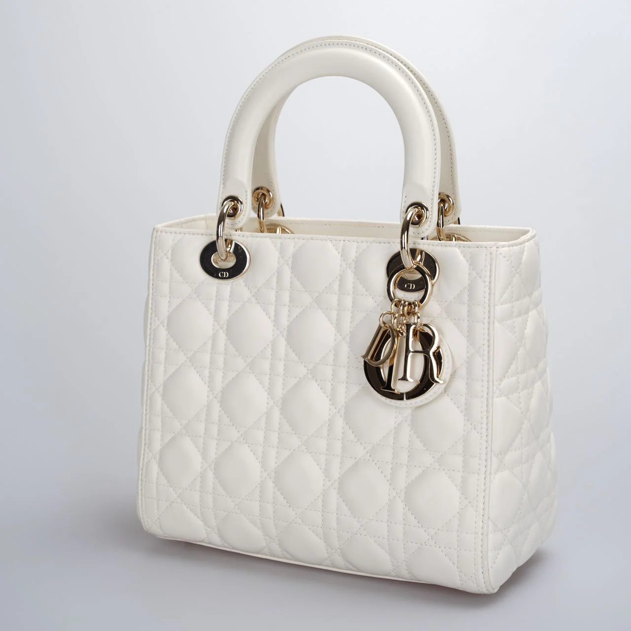 used-Christian Dior White Lady Dior Medium Bag-MILOURA