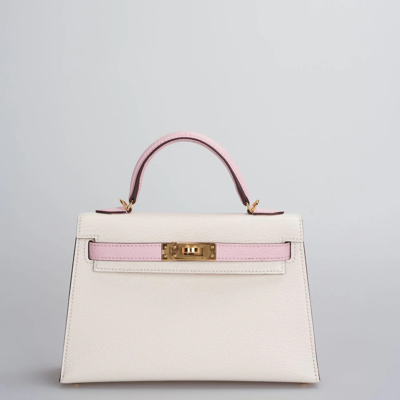 used-Hermes Mini Kelly 20cm HSS In Chèvre mysore Nata with Rose Sakura-MILOURA