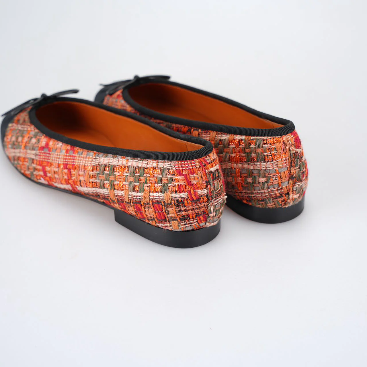 used-Chanel Ballet Flats Multicolor Fabric and Leather CC 38-MILOURA