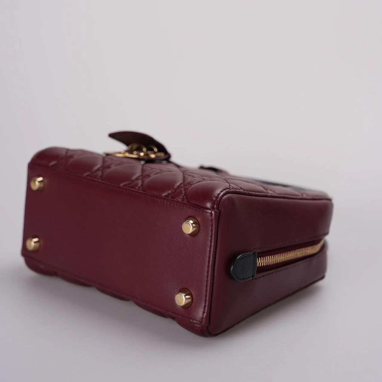 used-Christian Dior Lambskin Burgundy Cannage Lily Tote Bag-MILOURA