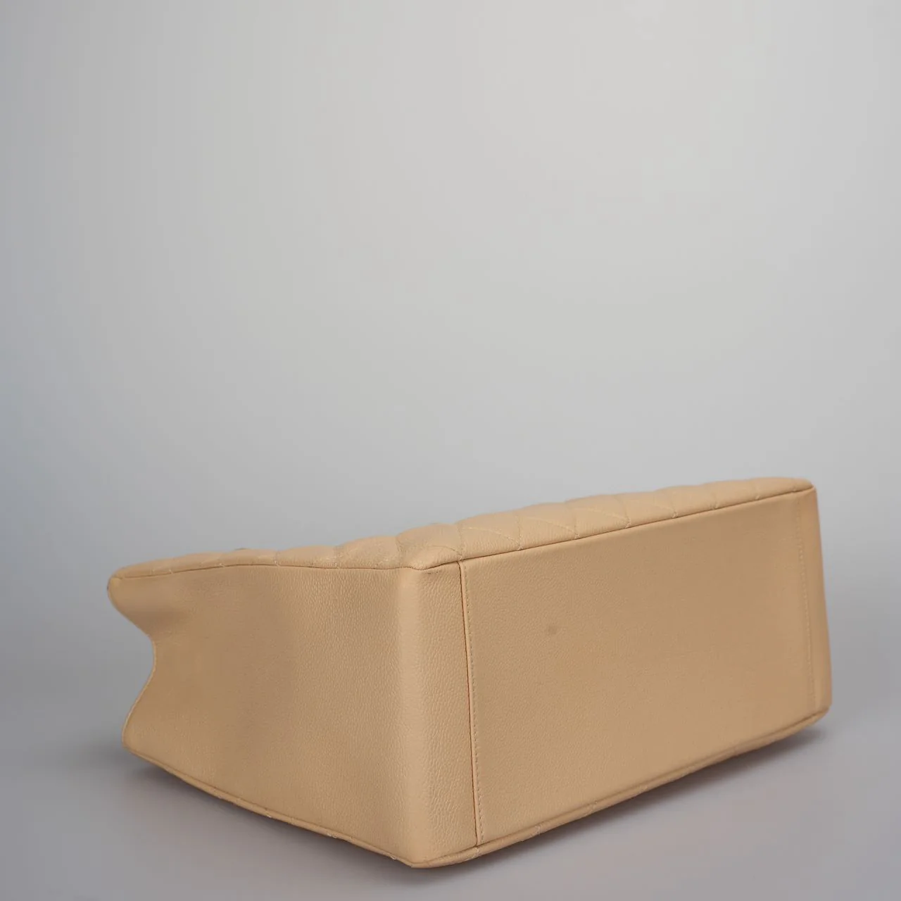 used-Chanel beige Grand Shopping Tote Beige GST Bag in Caviar Leather with Gold Hardware-MILOURA