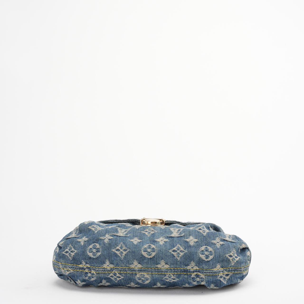 Louis Vuitton Vintage Shoulder Handbag Monogram Denim Mini Pretty Canvas Leather Blue