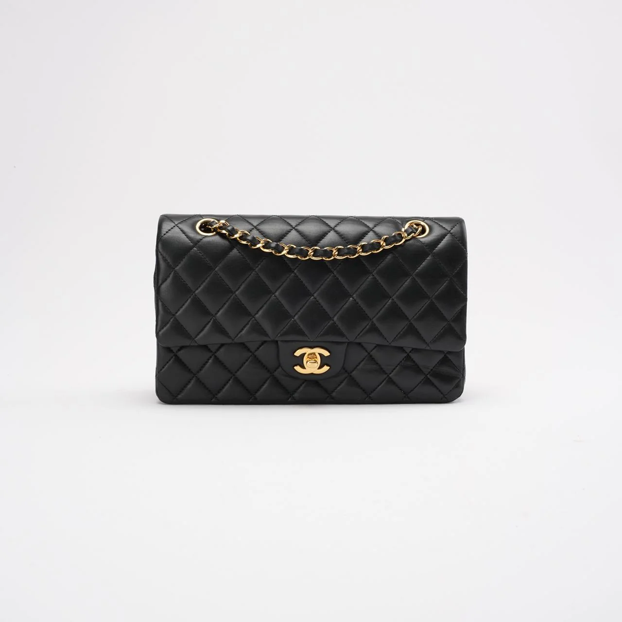 Chanel Black Medium Classic Double Flap Bag Quilted Leather 2014