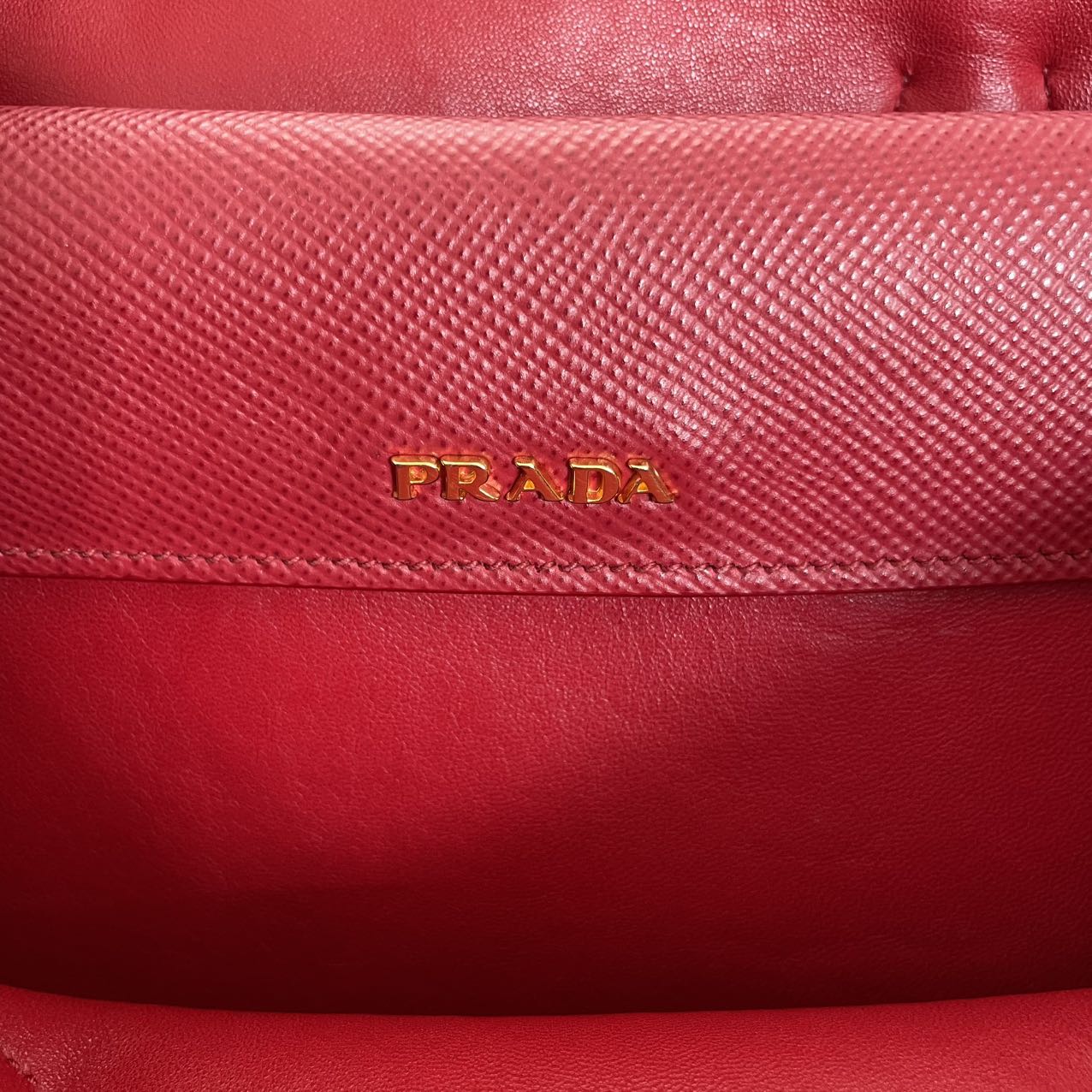 Parada Beige and Red Canapa Saffiano Double Bag