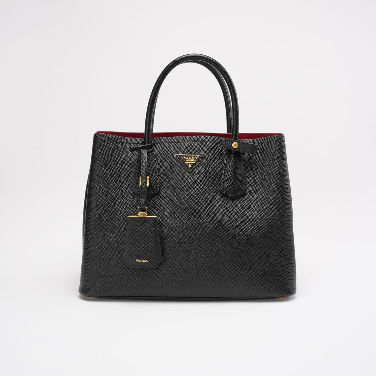 Prada Medium Black / Red Double Tote Bag
