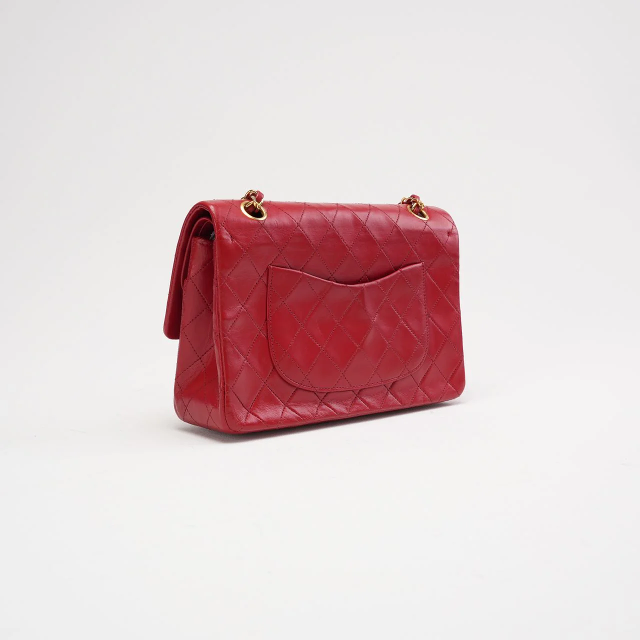 Chanel Vintage Red Classic Double Flap Bag 1988
