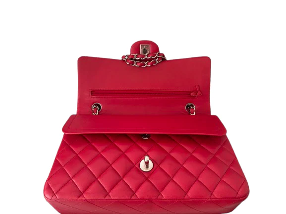 used-Chanel timeless red Medium Lambskin Flap Bag-MILOURA
