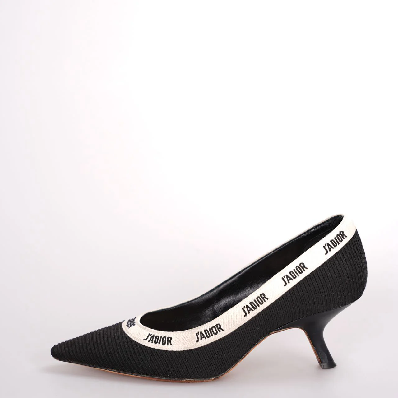 used-Christian Dior Black Canvas J'adior Pumps Size 37.5D with Beige Insole-MILOURA