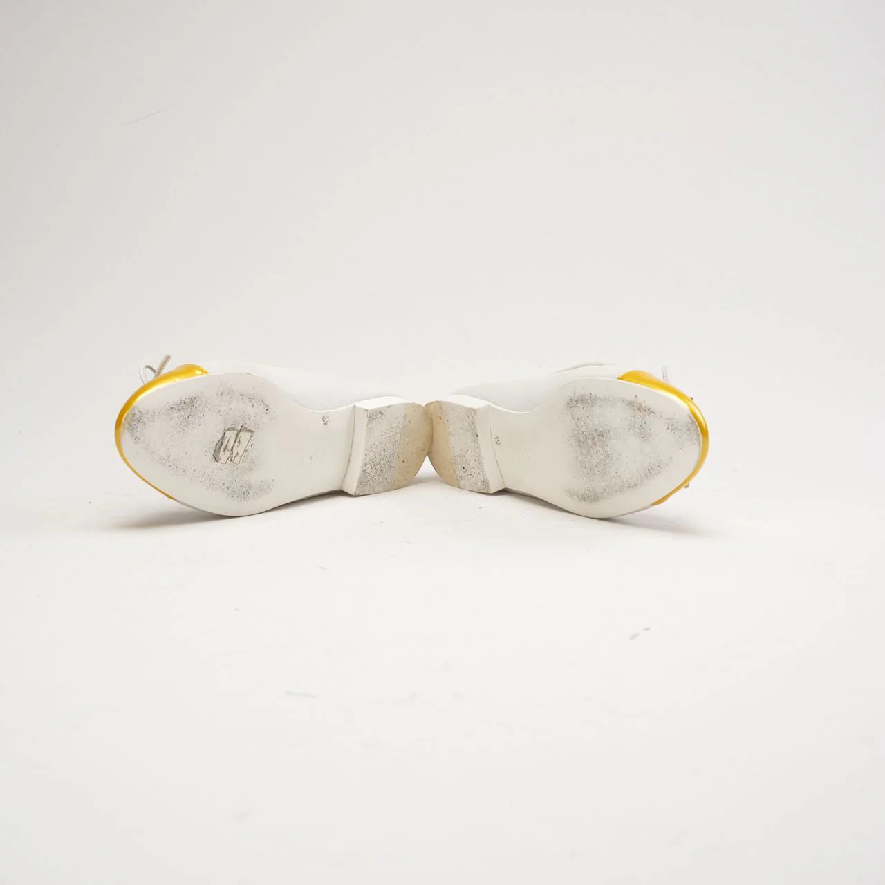 Chanel White / Yellow CC Ballet Flats Leather Size 39