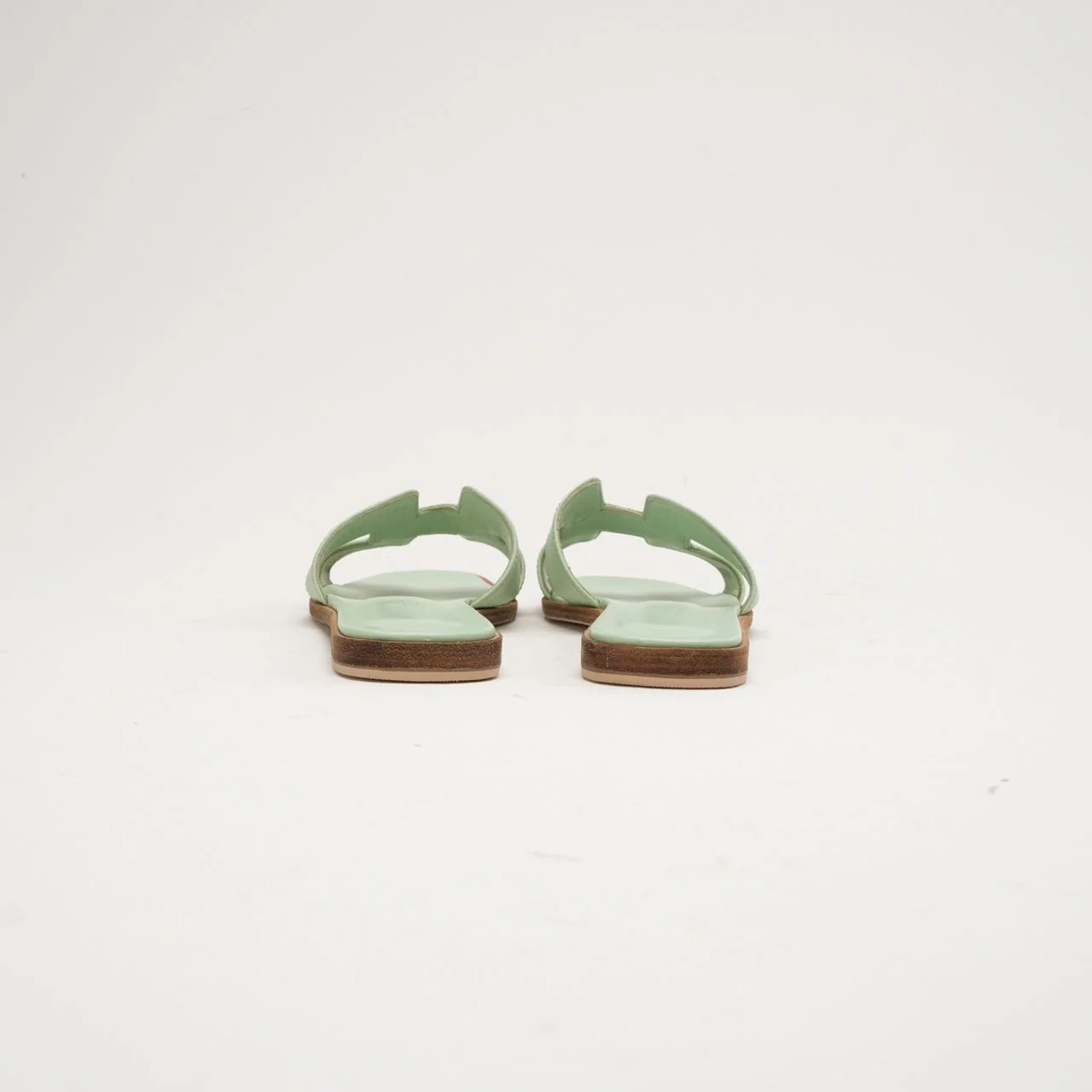 Hermes Vert Jade Epsom Leather Oran Sandals 38