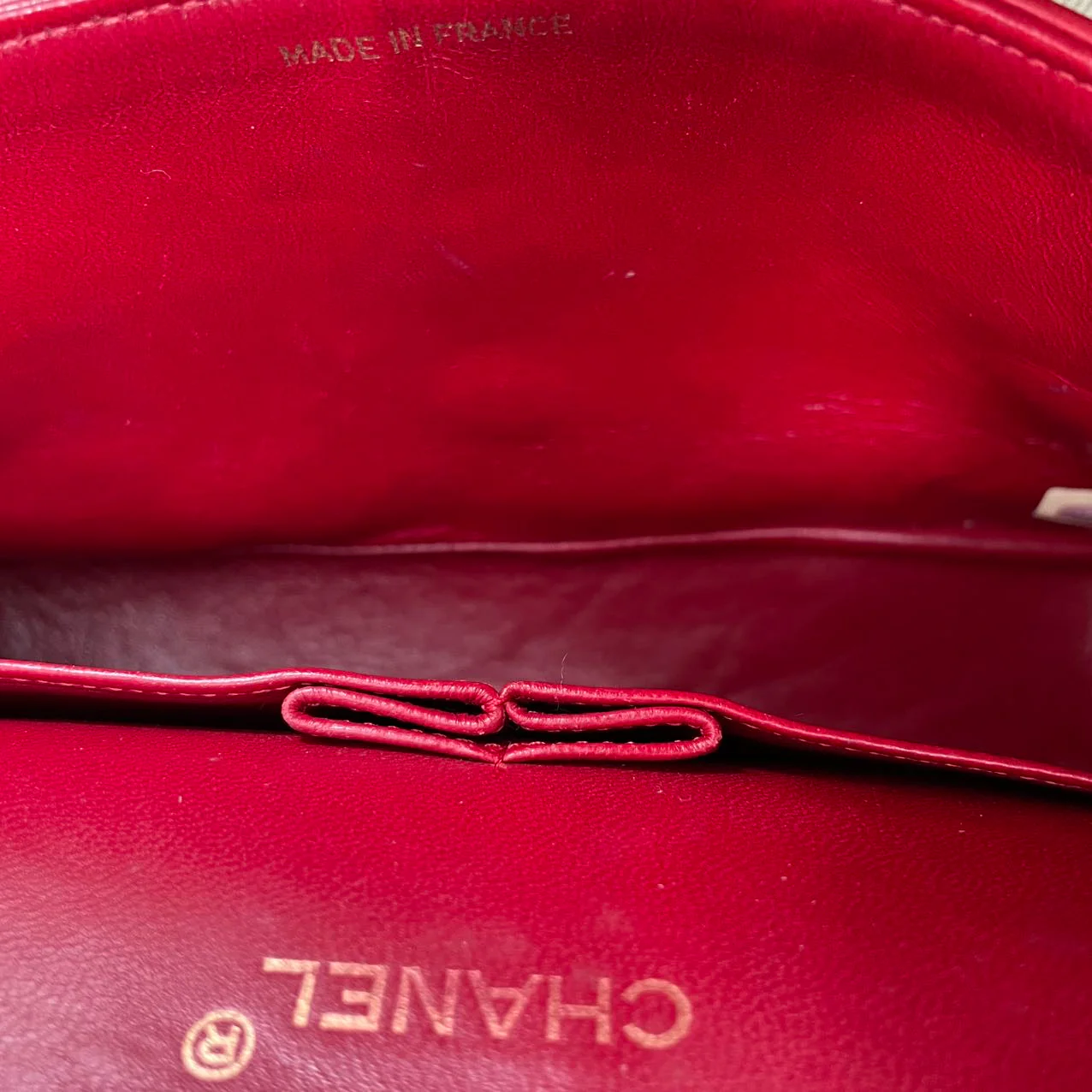Chanel Vintage Red Classic Double Flap Bag 1988