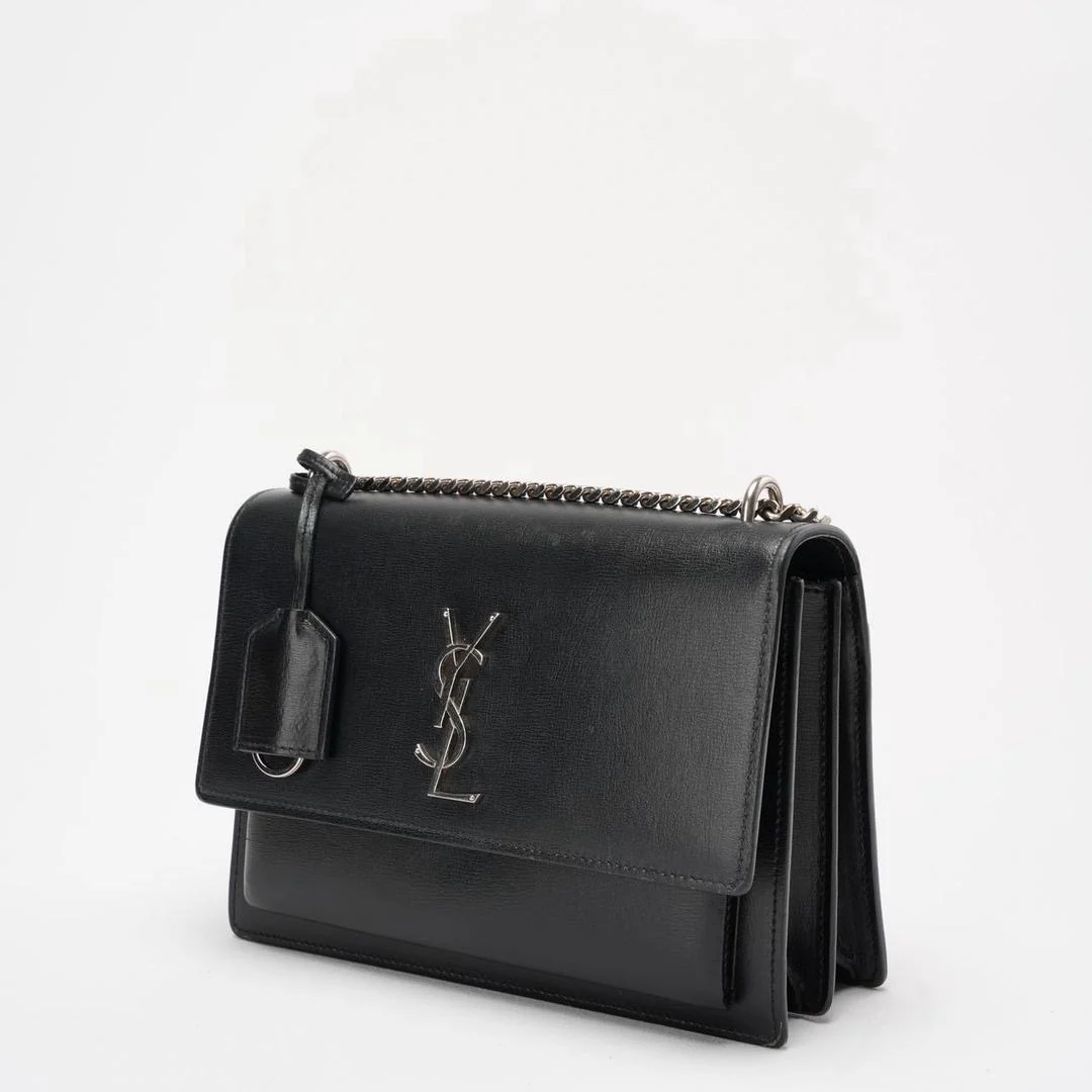 Saint Laurent Black Calfskin Medium Monogram Sunset