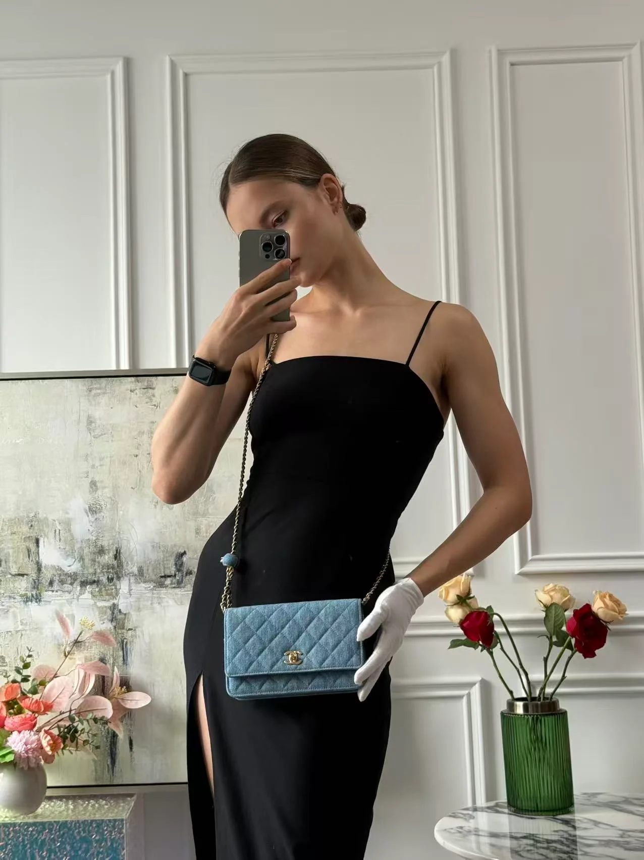 Chanel Denim Wallet On Chain (Woc) CC Pearl Crush Blue Bag from 2022