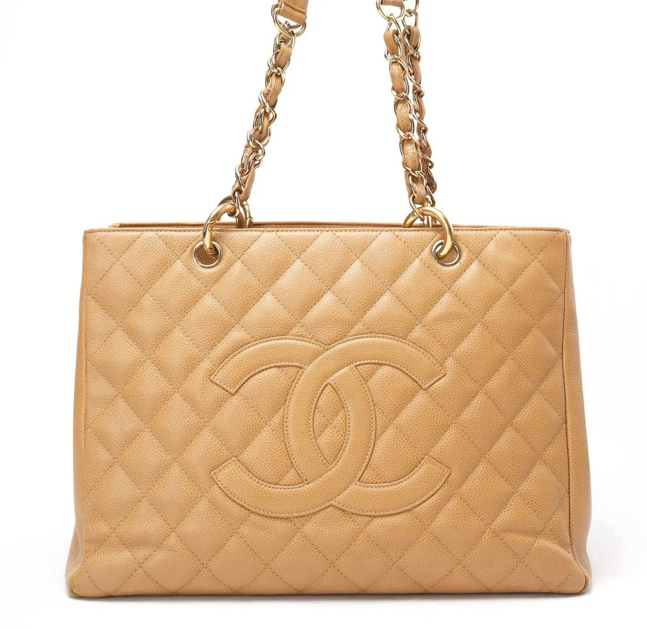 Chanel Vintage Beige Grand Shopping Tote GST Caviar 2003-2004