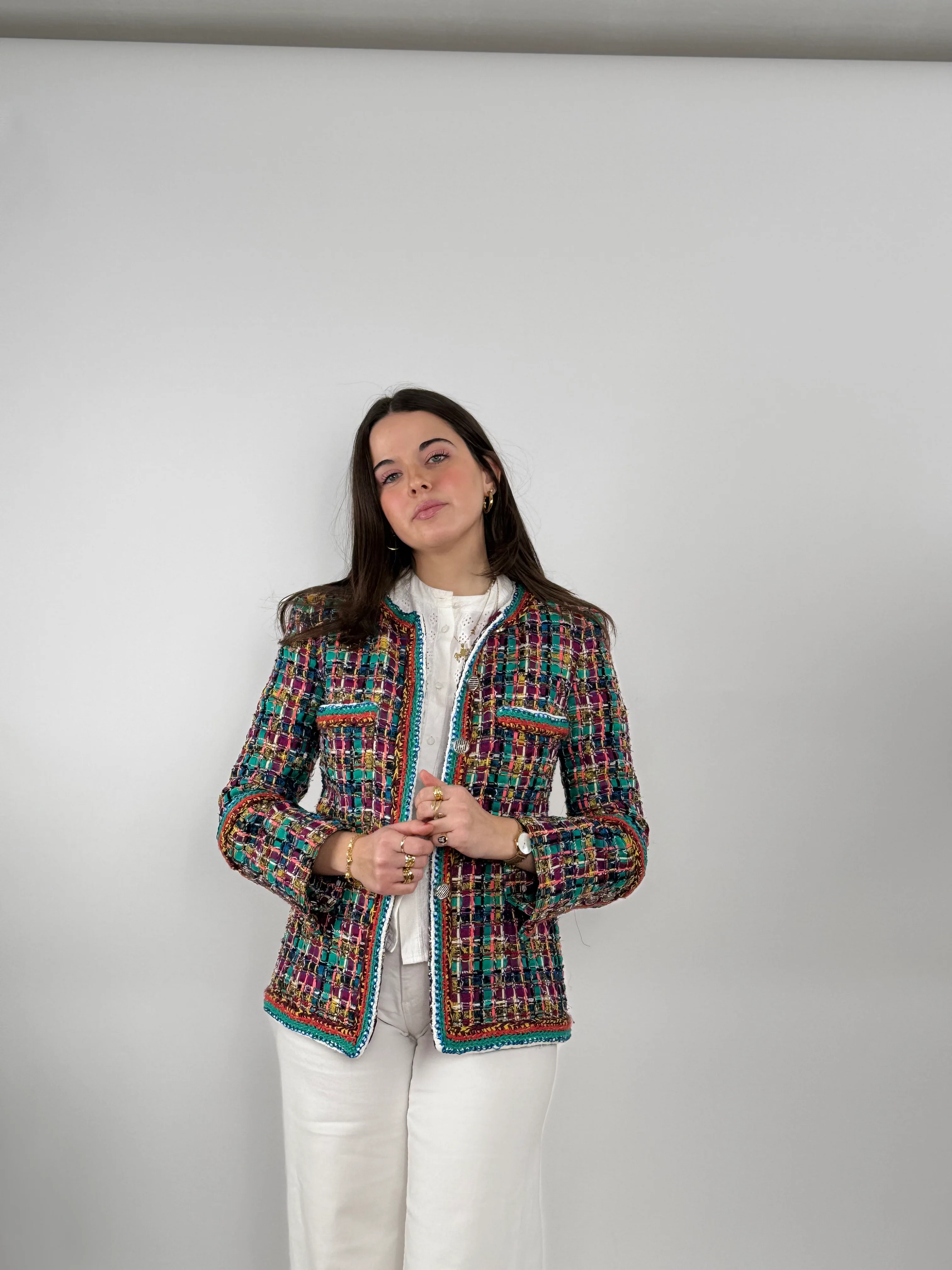 used-Chanel 2017 Tweed Pattern Evening Jacket-MILOURA