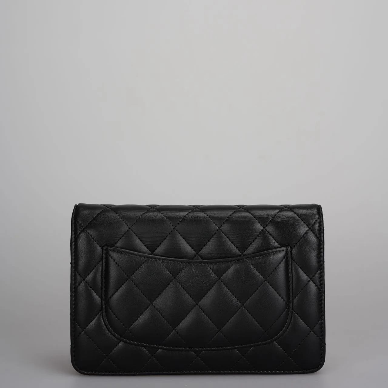 used-Chanel Black Classic WOC Lambskin Leather with Silver Hardware-MILOURA