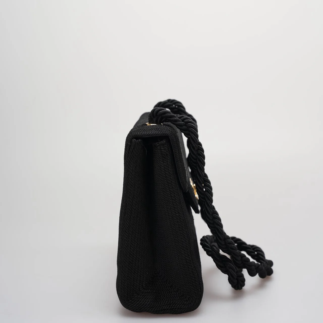 used-Chanel Vintage Silk Rope Mini Kelly Flap Bag 24K Gold Hardware 1997 Woven-MILOURA