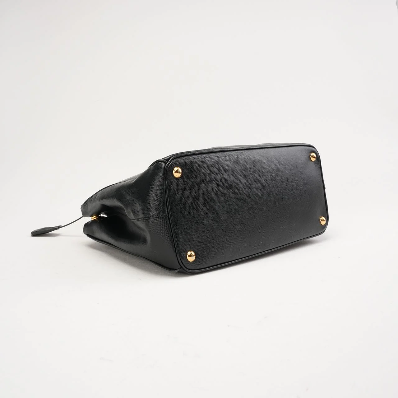 Prada Saffiano Medium Galleria Zip Tote Leather Black