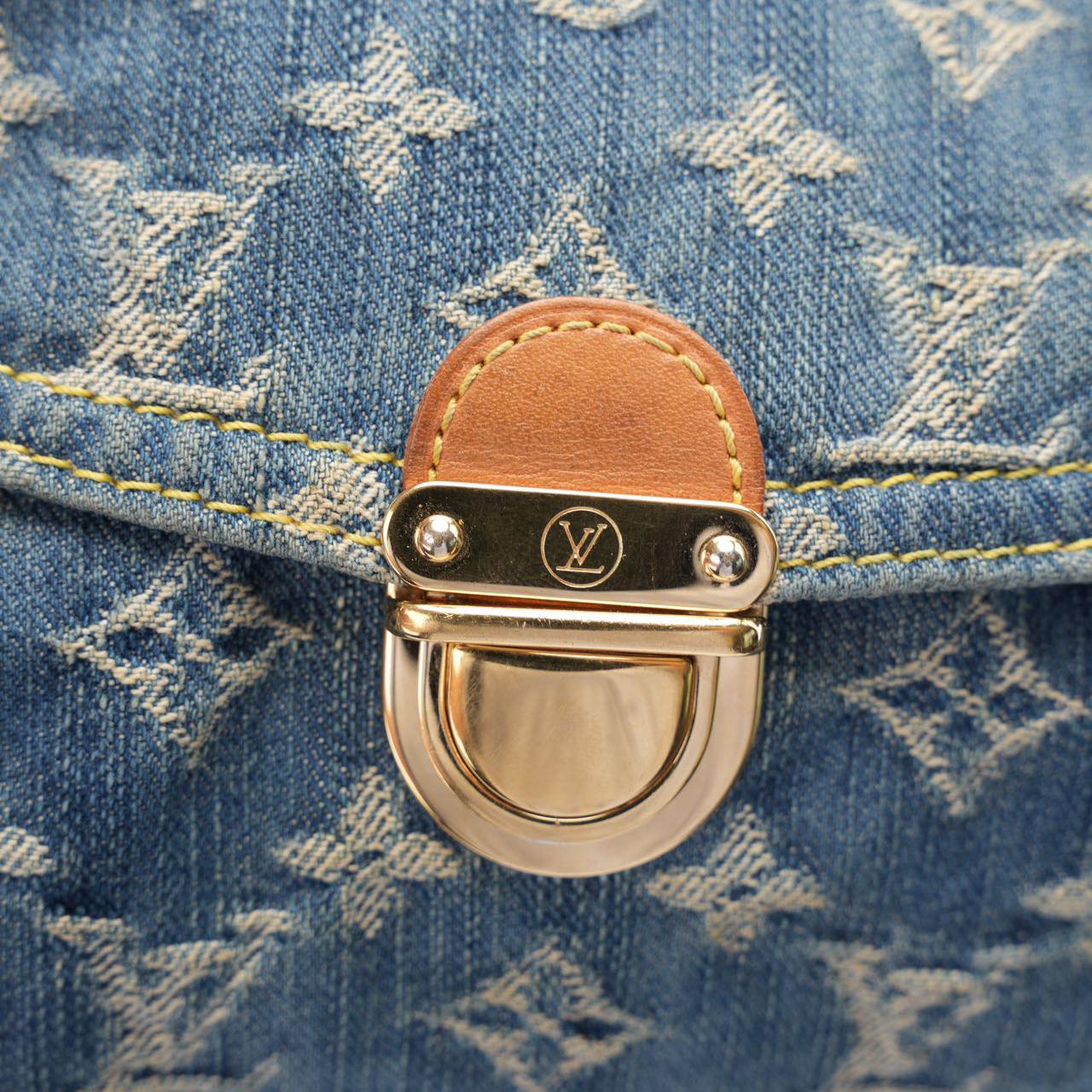 Louis Vuitton Vintage Shoulder Handbag Monogram Denim Mini Pretty Canvas Leather Blue