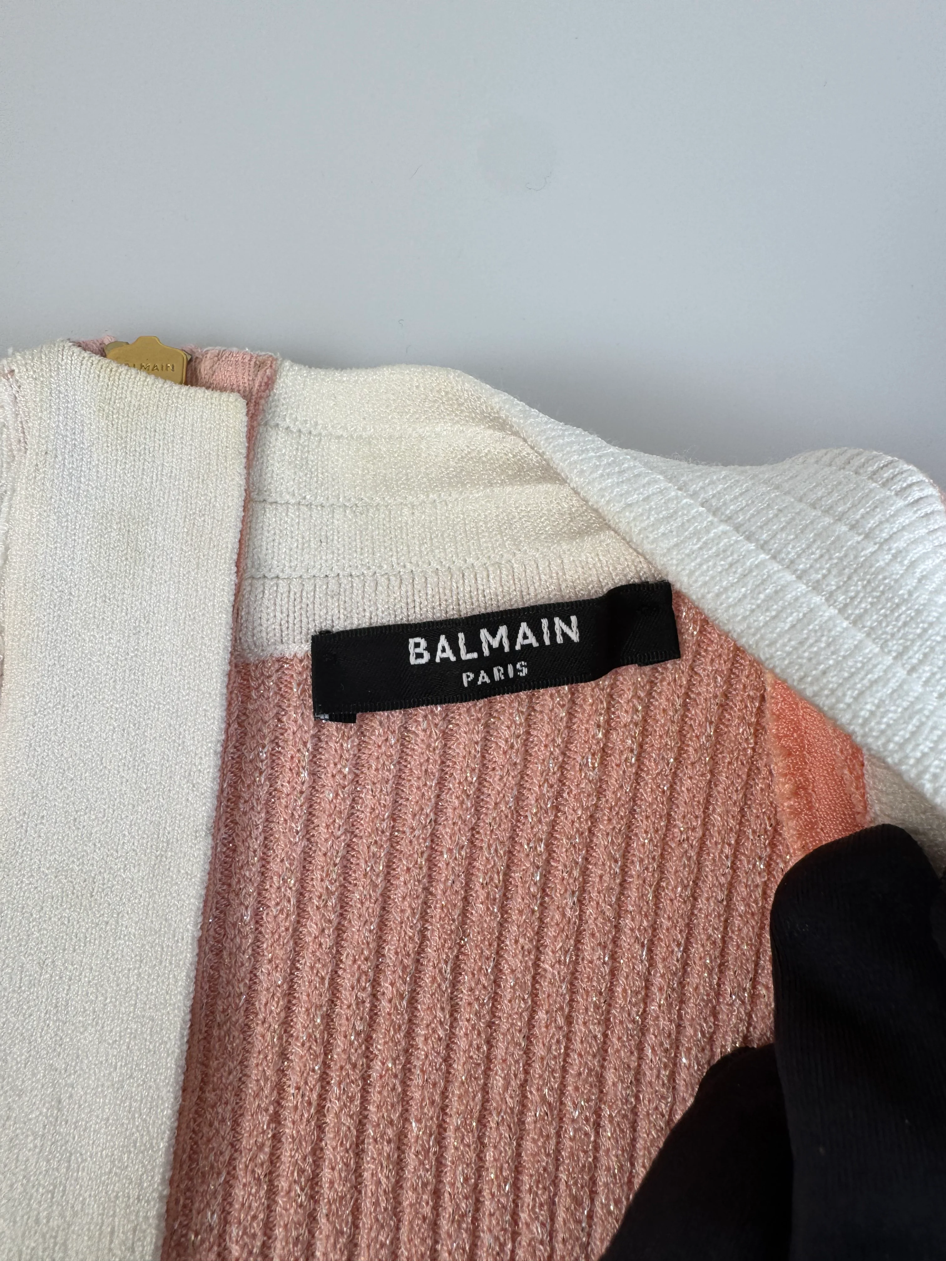 used-Balmain pink white dress FR 34-MILOURA