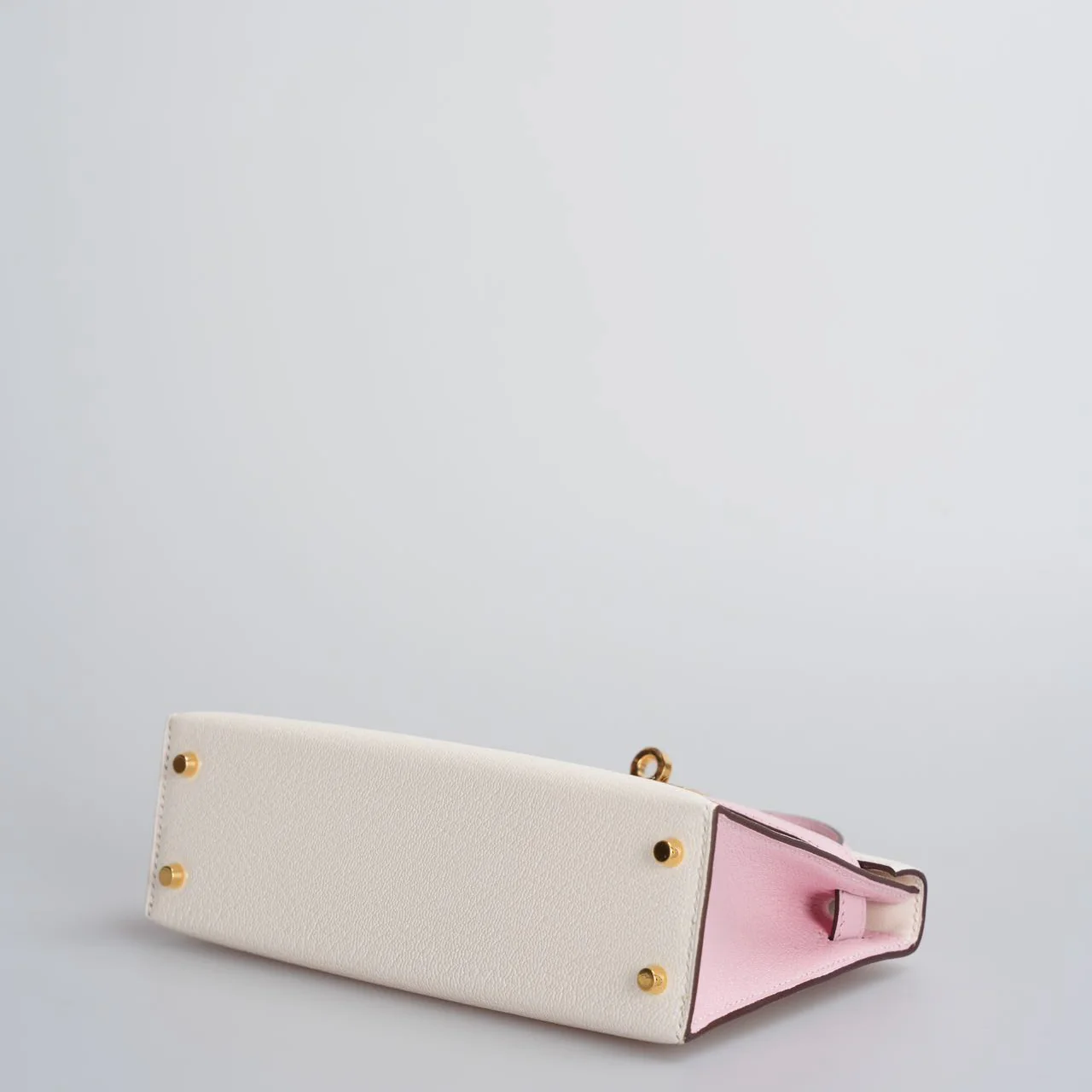 used-Hermes Mini Kelly 20cm HSS In Chèvre mysore Nata with Rose Sakura-MILOURA