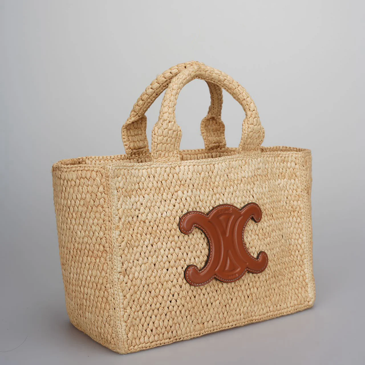 used-Celine Small Cabas Thais in Raffia and Calfskin-MILOURA