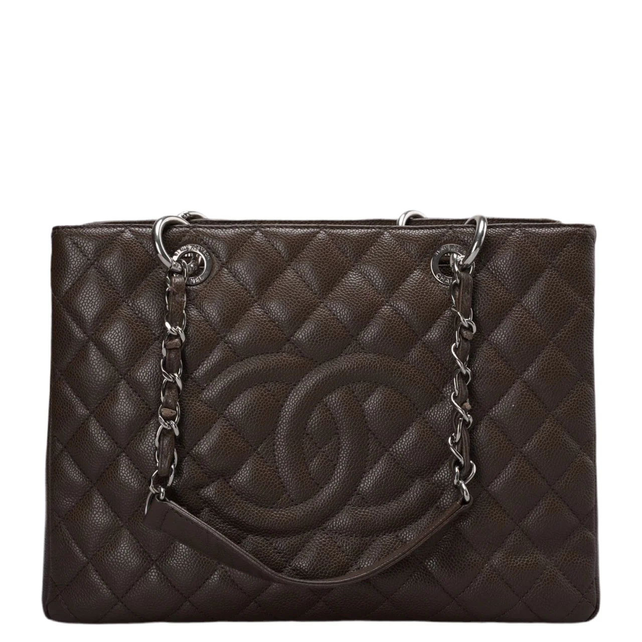 used-Chanel Brown GST Grand Shopping Tote Bag in Caviar Leather with Silver Hardware-MILOURA
